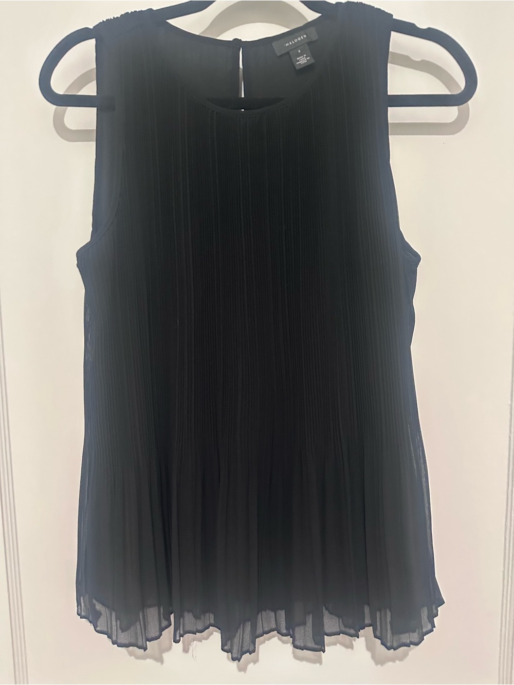 Halogen Black Pleated Sleeveless Blouse- Size S